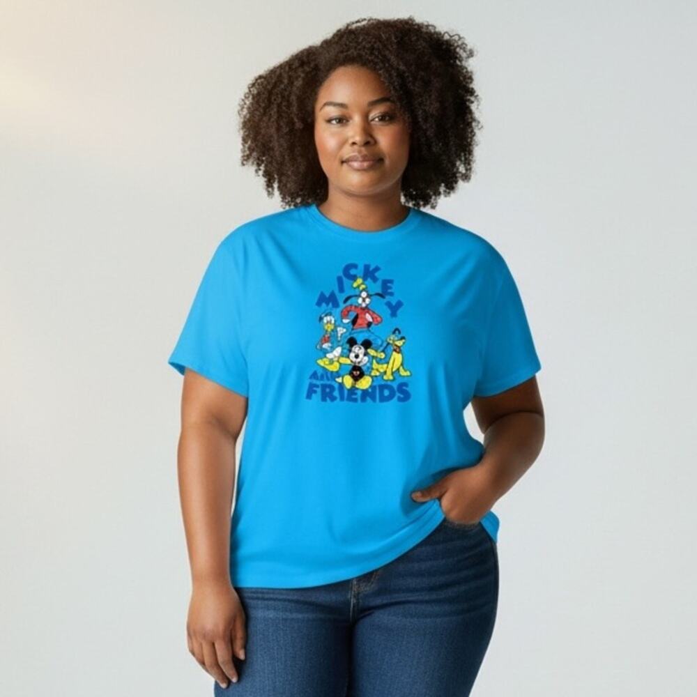 Disney Turquoise Graphic Tee XL Mickey Donald Pluto Goofy